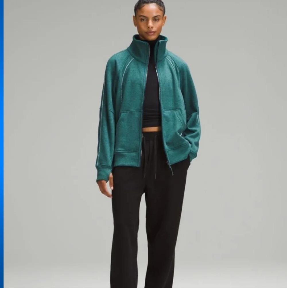 Lululemon,Scuba Oversized Funnel-Neck Full Zip Long *Plush, Heathered Storm Teal - Picture 5 of 6